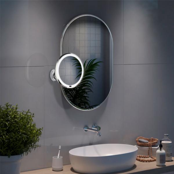 Beslagsboden Glow makeupspejl m/lys, sugekop og 7x forst&oslash;rrelse - Krom