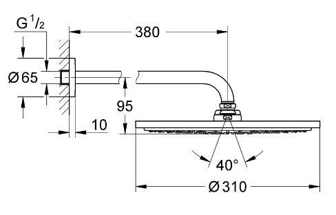 Grohe SmartControl komplet brusesystem m/Rainshower 310 og SmartActive til indbygning - Børstet Cool Sunrise