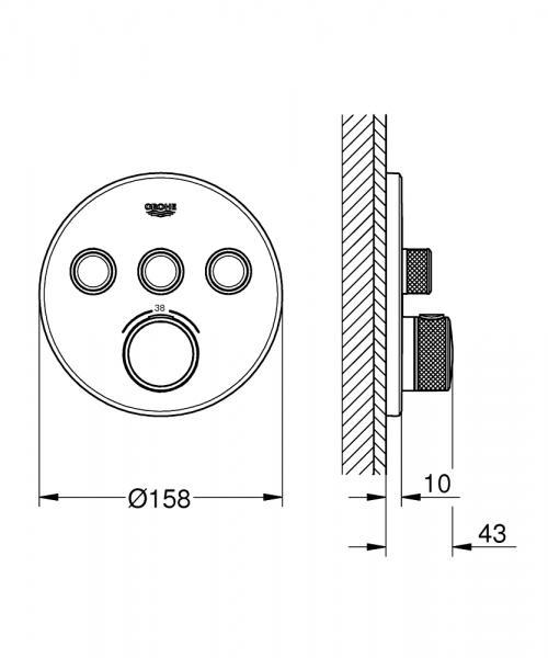 Grohe SmartControl komplet brusesystem med SmartActive brus til indbygning/loft - Steel