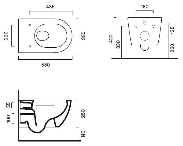 Catalano Sfera 55 mat sort toiletpakke inkl s&aelig;de m/SoftClose, cisterne og betjening i hvid