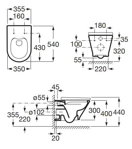 Laufen Roca Gap round RIMless toiletpakke inkl. sæde m/soft-close, lav cisterne og hvid betjening