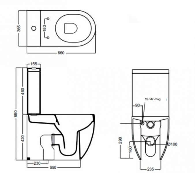 Lavabo Glomp rimless gulvstående toilet - Hvid