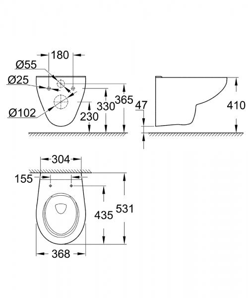 Grohe Bau Rimless væghængt toilet - 531x368 mm