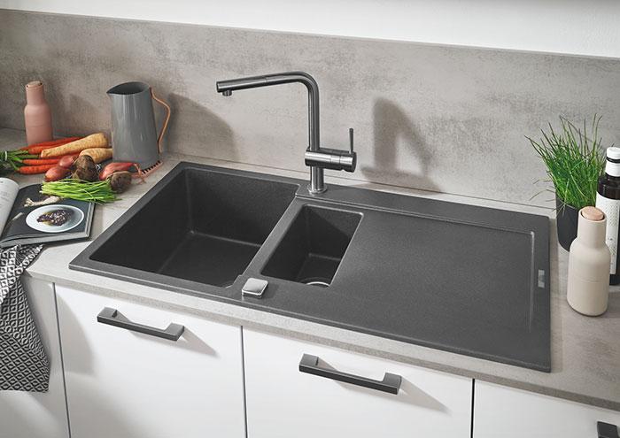 Grohe Minta køkkenarmatur m/udtræk og L-tud - Supersteel