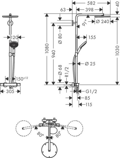 Hansgrohe Raindance Select S 240 PowderRain brusesystem - Mat hvid