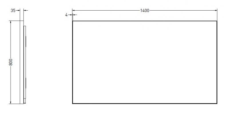 Sanibell Ink SP32 firkantet spejl m/backlight, varme og sensor 140 x 80 cm - Mat sort