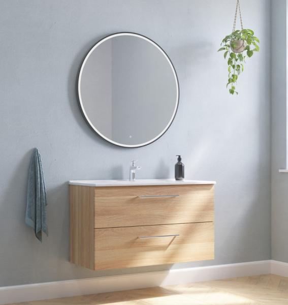 Dansani Mido+ Shine 90 rundt spejl m/lys og sort ramme
