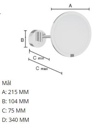 Smedbo Outline kosmetikspejl til væg m/LED lys, sensor og 7 x forstørrelse - Krom