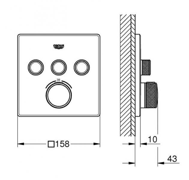 Grohe Cube SmartControl 310 komplet brusesystem m/SmartActive brus til indbygning - Børstet Cool Sunrise