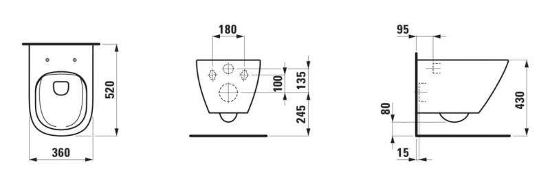 Laufen Lua RIMless toiletpakke inkl. sæde m/soft-close, cisterne og hvid betjening