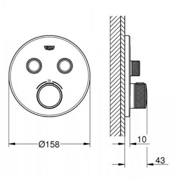 Grohe SmartControl komplet brusesystem m/ Rainshower 310 hovedbruser til indbygning - Børstet Hard Graphite