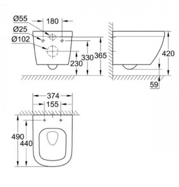 Grohe Euro kompakt Rimless toiletpakke inkl. sæde m/soft-close, cisterne og krom betjening