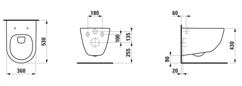 Laufen Pro Rimless toiletpakke inkl. sæde m/soft-close, cisterne og mat sort betjening