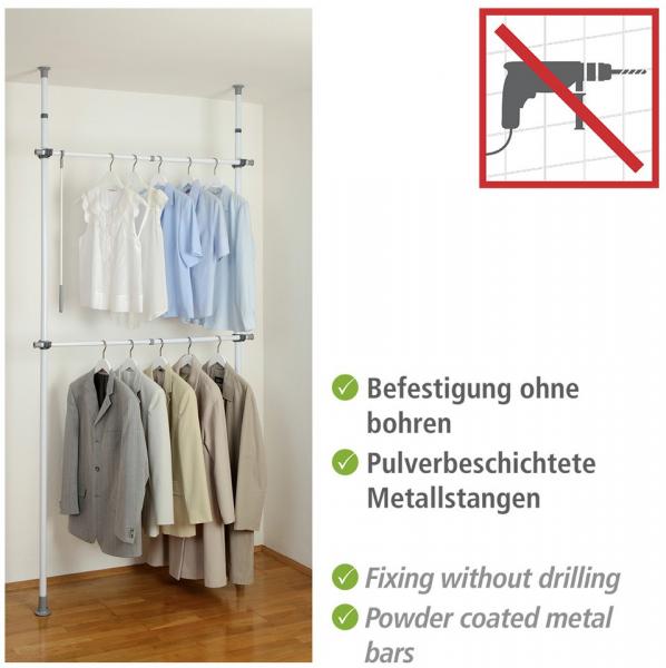 Wenko Hercules teleskopsystem til garderobe basic 75-120 cm - Sort