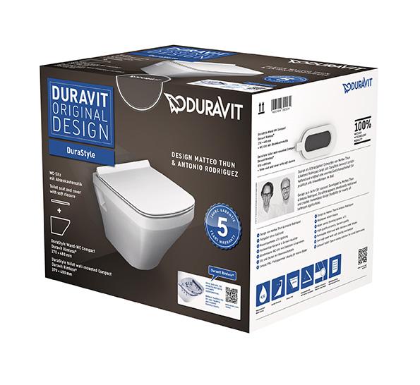 Duravit DuraStyle Compact Rimless væghængt toilet inkl. sæde