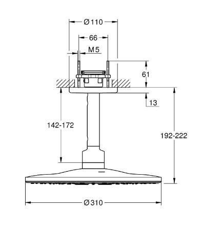 Grohe SmartControl 310 komplet brusesystem til indbygning - Rund/loft