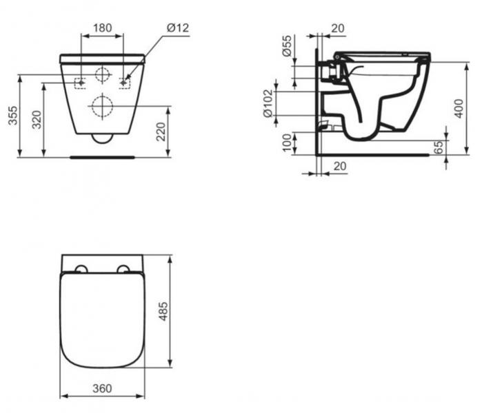 Ideal Standard I.life S kompakt væghængt toilet m/RIMless og sæde