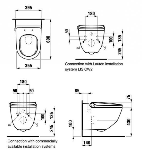 Laufen Riva Duschtoilet - rimless og LCC - Inkl. sæde